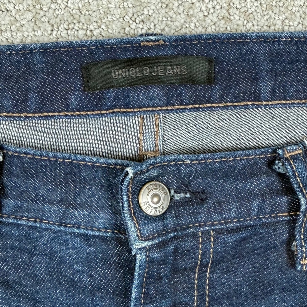 Uniqlo Mens 34x32 Selvedge Denim Slim Straight Stretch Blue Jeans - Picture 7 of 12